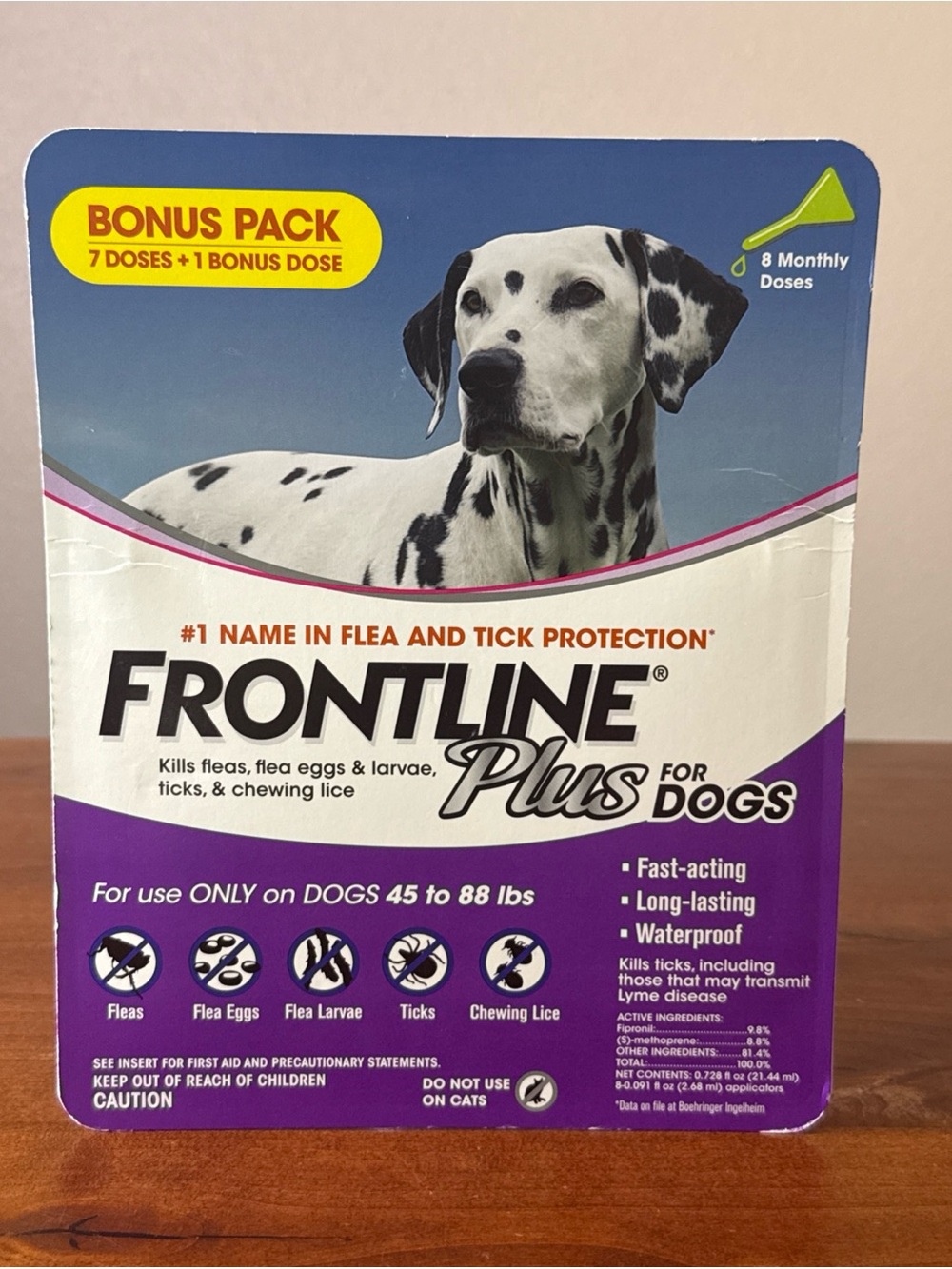 FRONTLINE Plus Flea and Tick Treatment for Dogs (45 to 88 lbs) - 8 monthly Doses